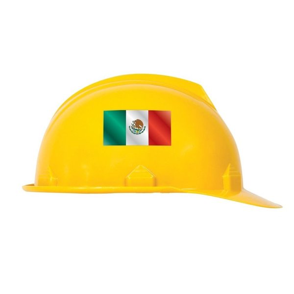 Accuform Hard Hat Sticker, 3 in Length, 112 in Width, Mexico Flag Legend, Reflective Adhesive Vinyl LHTL696